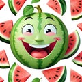 Watermelon gourd smiling face summer treat fruit slice