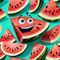 Watermelon slice cold summer fruit delicious happy smile