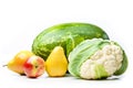 Watermelon, apple, pears and cauliflower. Royalty Free Stock Photo