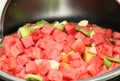 Watermelon and apple, sweet melon salad Royalty Free Stock Photo