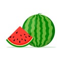 Watermelon background bite icon. Melon vector food slice cartoon fruit