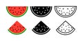 Watermelon background bite icon. Melon vector food slice cartoon fruit Royalty Free Stock Photo