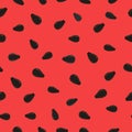 Watermelon background with black seeds. Seamless pattern. Vector Royalty Free Stock Photo