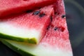 Watermelon on black plate Royalty Free Stock Photo