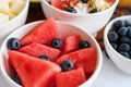 Watermelon and blueberry in bowl , fruit salad breakfast Royalty Free Stock Photo
