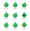 Watermelon cartoon character isolated on white background. Healthy food funny mascot vector illustration in flat design Royalty Free Stock Photo