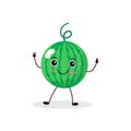 Watermelon cartoon character isolated on white background. Healthy food funny mascot vector illustration in flat design Royalty Free Stock Photo