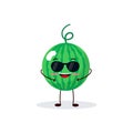 Watermelon cartoon character isolated on white background. Healthy food funny mascot vector illustration in flat design Royalty Free Stock Photo