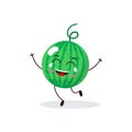 Watermelon cartoon character isolated on white background. Healthy food funny mascot vector illustration in flat design Royalty Free Stock Photo