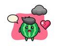 Watermelon cartoon illustration is broken heart