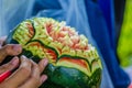 Watermelon Carving with hand thailand