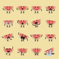 Watermelon character emoji set