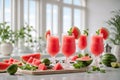 Watermelon cocktail with mint with ice, generative AI Royalty Free Stock Photo