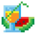 Watermelon Cocktail Pixel 8 Bit Video Art Icon