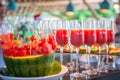 Watermelon cocktails in glasses at the bar