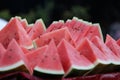 Watermelon cut into triangular pieces, put together