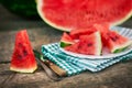 Watermelon cuts with cutlery