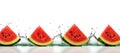 Watermelon Cuts Set Isolated, Water Melon Slices, Square Fruit Parts, Wedges, Seedless Watermelon