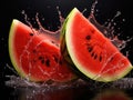 Watermelon Cuts Set, Water Melon Slices, Red Fruit Parts, Seedless Watermelon Pieces