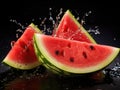 Watermelon Cuts Set, Water Melon Slices, Red Fruit Parts, Seedless Watermelon Pieces