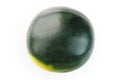 Watermelon with a dark green peel and a yellow spot on a white background, isolated