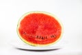 Watermelon on dish isolate on white background Royalty Free Stock Photo