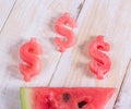 Watermelon in dollar form. Money Symbol of watermelon