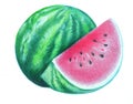 Watermelon, drawing fruit , red, crayon