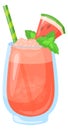 Watermelon drink glass. Cartoon summer cocktail icon