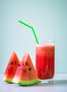 Watermelon drink in glasses with slices of watermelon Royalty Free Stock Photo