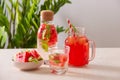 Watermelon drinks on the white background