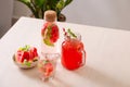 Watermelon drinks on the white background