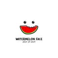 Watermelon emoji face logo, fruit cute smile face logo icon cartoon style Royalty Free Stock Photo