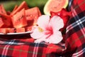 Watermelon flower and tablecloth