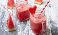 Watermelon fresh in glass jars