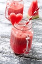 Watermelon fresh in glass jars