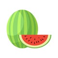 Watermelon Fruit Flat Design Vector Illustration Isolated on a white background Royalty Free Stock Photo