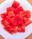 Watermelon fruit food red ripe water-melon citrullus lanatus pasteque cut sliced pieces summer-fruit sandia melancia photo