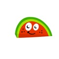 Watermelon. Funny character. The summer food. Mascot in hands and feet