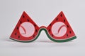 Watermelon glasses on white background