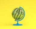 Watermelon global idea concept on yellow color pastel background Royalty Free Stock Photo