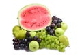 Watermelon, grape, apples pears isolated on a white background. Fruit mix