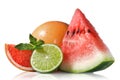 Watermelon, grapefruit and lime with mint Royalty Free Stock Photo