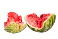 Watermelon halves with cracks on a white background isolated close up Royalty Free Stock Photo