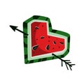 Watermelon heart with arrow, hand drawn, with transparent background, illustration eps10