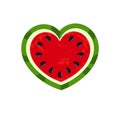 Watermelon heart summer fruit icon