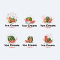Watermelon ice cream logo design collection