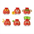 Watermelon ice cream scoops cartoon character with cute emoticon bring money Royalty Free Stock Photo