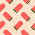 watermelon ice cream stick seamless pattern vector illustration Royalty Free Stock Photo