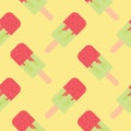 watermelon ice cream stick seamless pattern vector illustration Royalty Free Stock Photo